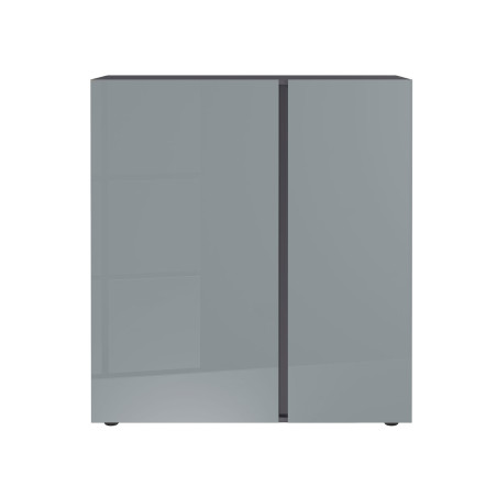 Commode de rangement gris graphite et verre gris