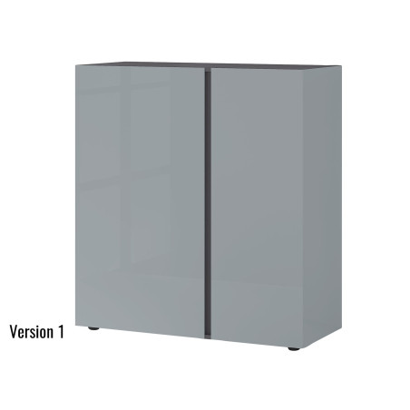 Commode de rangement gris graphite et verre gris