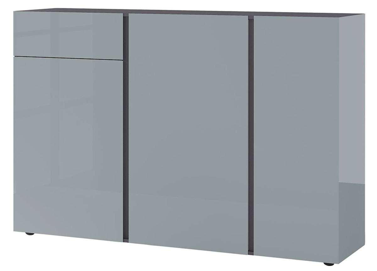 Buffet de séjour design gris graphite et verre gris