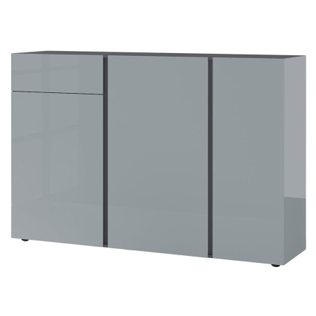 Buffet de séjour design gris graphite et verre gris