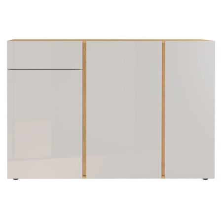 Buffet de séjour design chêne et verre blanc cachemire