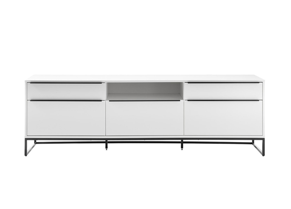 Meuble TV design blanc laqué mat 215 cm