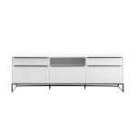 Meuble TV design blanc laqué mat 215 cm