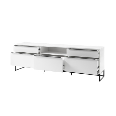 Meuble TV design blanc laqué mat 215 cm