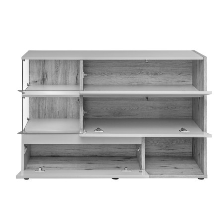 Buffet design blanc laqué et noyer foncé 120 cm