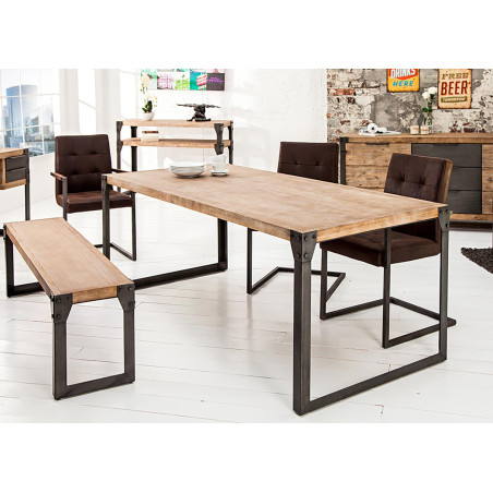 Table acier et bois industriel 200 cm