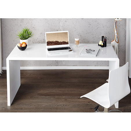 Bureau simple laqué blanc brillant 140cm