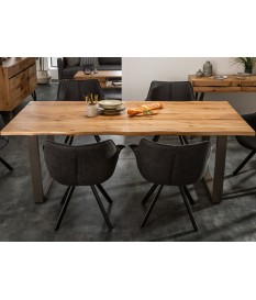 Table rectangulaire bois massif - Pieds anthracite