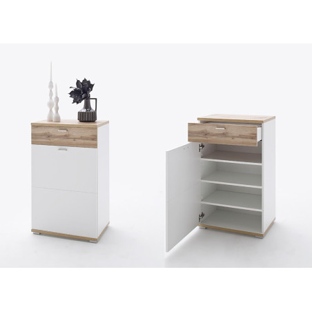 Meuble rangement et vestiaire blanc et bois