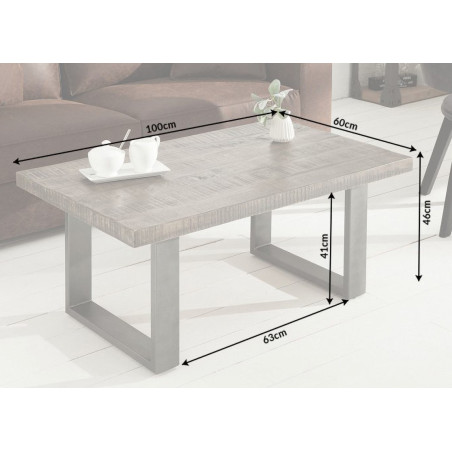 Table basse rectangulaire en bois et pied métal design