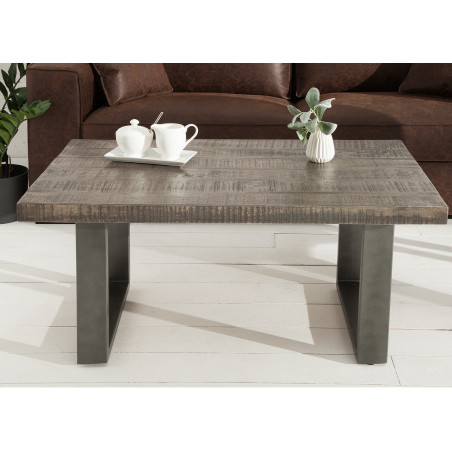 Table basse rectangulaire en bois et pied métal design