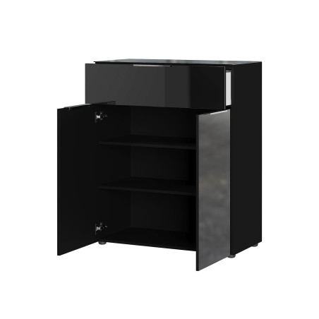 Commode noir - Verre noir 2P 1T