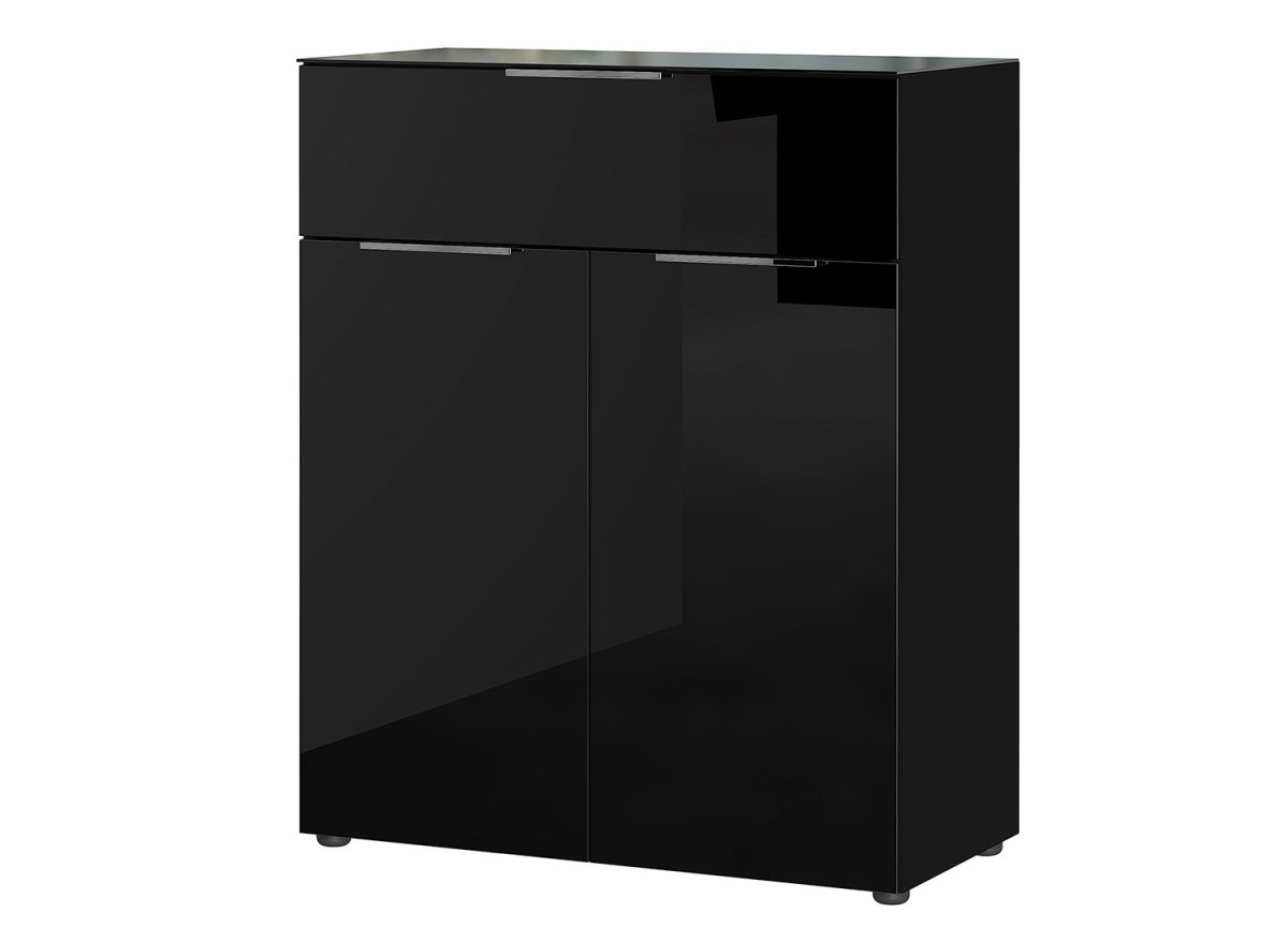 Commode noir - Verre noir 2P 1T