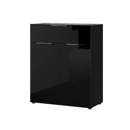 Commode noir - Verre noir 2P 1T