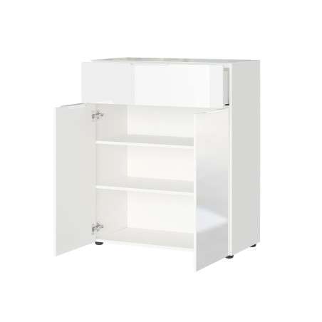 Commode blanche - Verre blanc 2P 1T