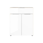 Commode bois - Verre blanc 2P 1T