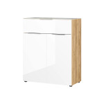 Commode bois - Verre blanc 2P 1T