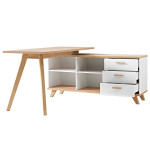 Bureau avec rangement intégré blanc et bois scandinave