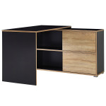 Bureau d'angle bois et anthracite avec rangement intégré