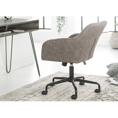 Chaise de bureau matelassée velours taupe