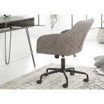 Chaise de bureau matelassée velours taupe