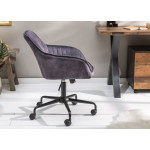 Chaise de bureau velours gris foncé avec accoudoirs