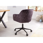 Chaise de bureau design en velours gris foncé