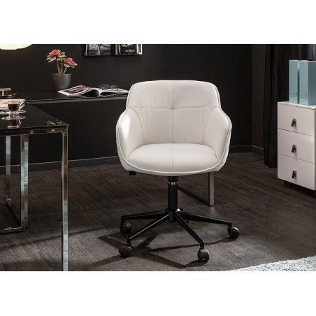 Chaise de bureau design en cuir synthétique blanc