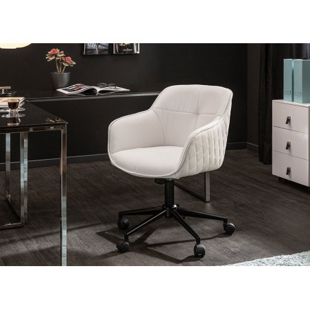 Chaise de bureau design en cuir synthétique blanc