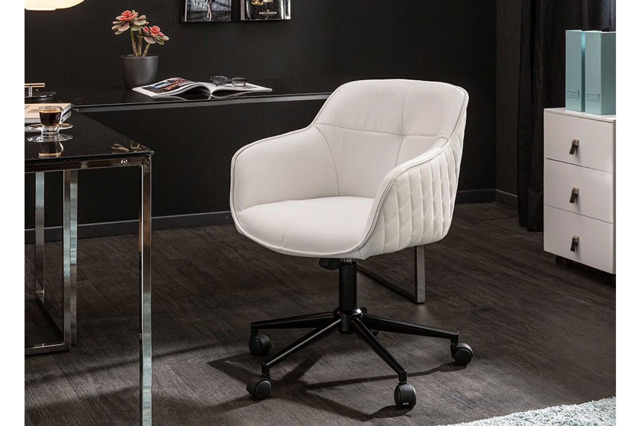 Chaise de bureau design en cuir synthétique blanc pour bureau