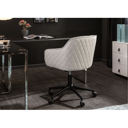 Chaise de bureau design en cuir synthétique blanc