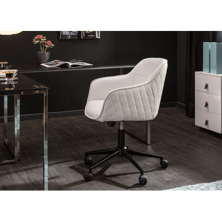 Chaise de bureau design en cuir synthétique blanc