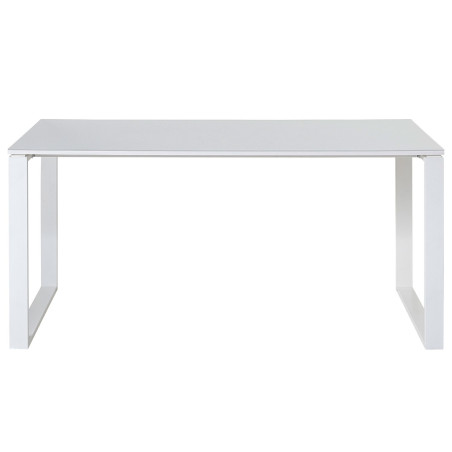 Table de travail bureau blanc verre blanc