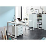 Table de travail bureau blanc verre blanc