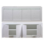 Buffet design 4 portes avec reliefs blanc 220 cm