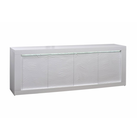 Buffet design 4 portes avec reliefs blanc 220 cm