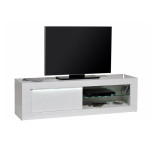 Meuble TV design blanc laqué avec reliefs 170 cm