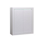 Bahut haut design 2 portes avec reliefs blanc laqué