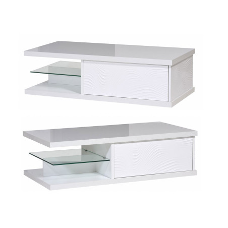 Table basse rectangulaire laqué blanc 120 cm