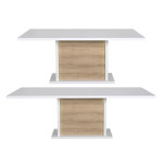 Table extensible blanc et bois - Pieds central éclairage intégré