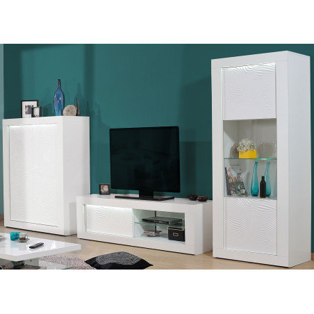 Ensemble de meuble tv design blanc laqué