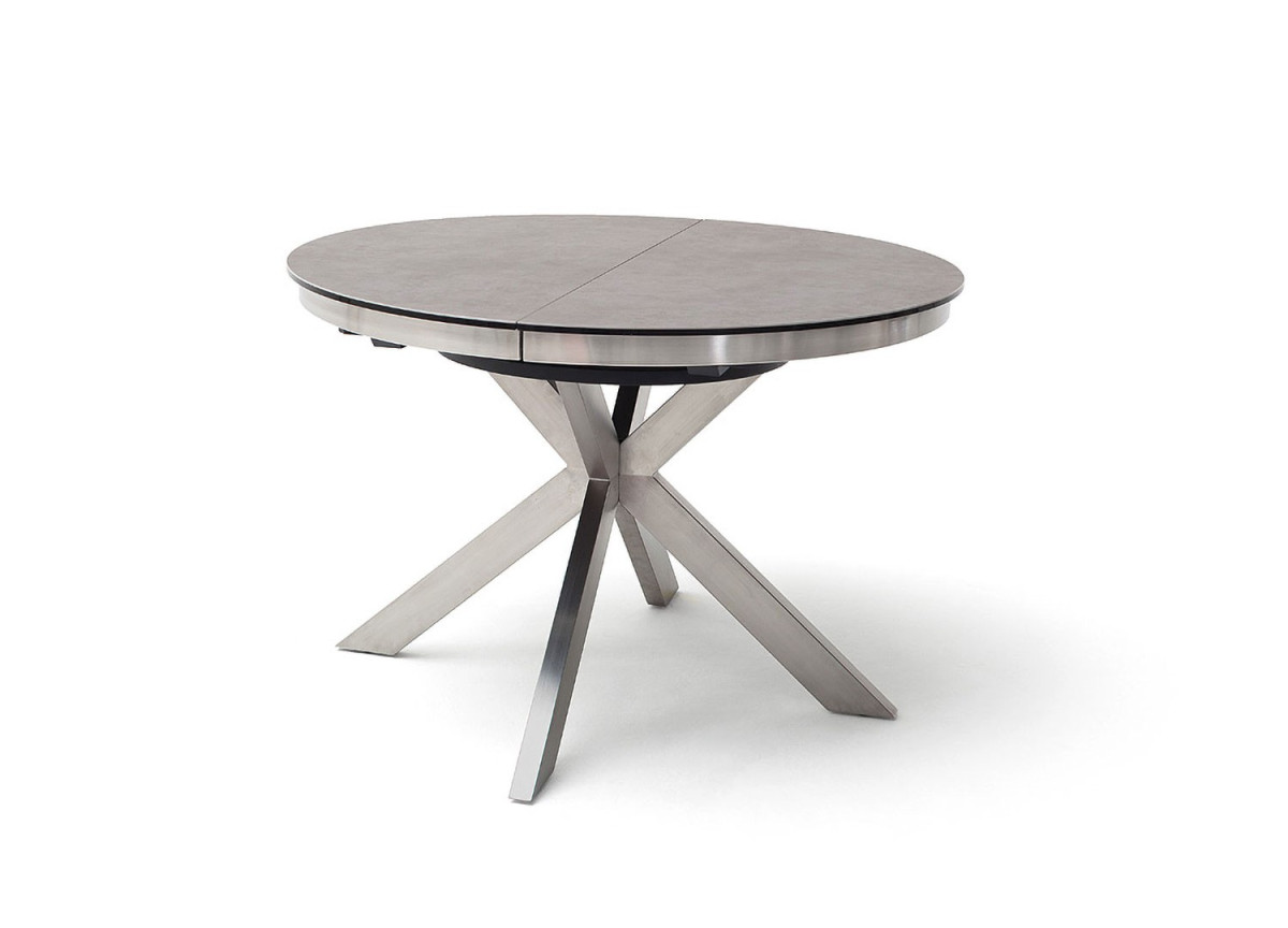 Table ronde céramique anthracite pieds acier brossé