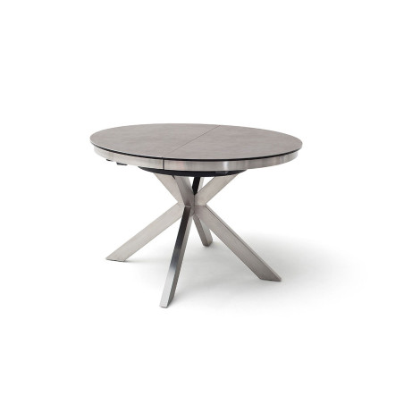 Table ronde céramique anthracite pieds acier brossé