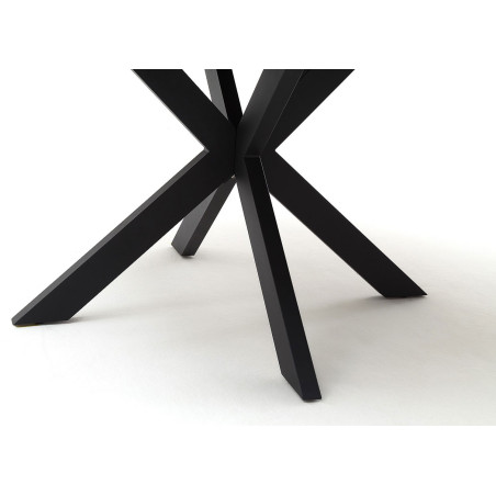 Table ronde céramique anthracite pieds acier noir