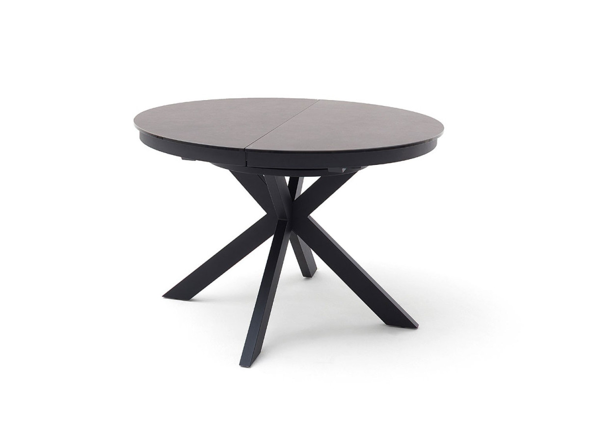 Table ronde céramique anthracite pieds acier noir