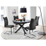 Table ronde céramique anthracite pieds acier noir