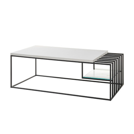 Table basse design blanche et métal noir