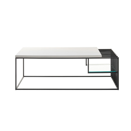 Table basse design blanche et métal noir