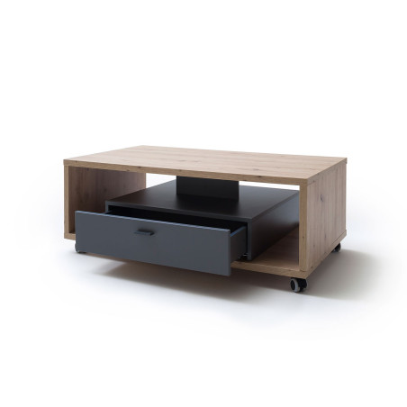 Table basse sur roulettes avec rangement