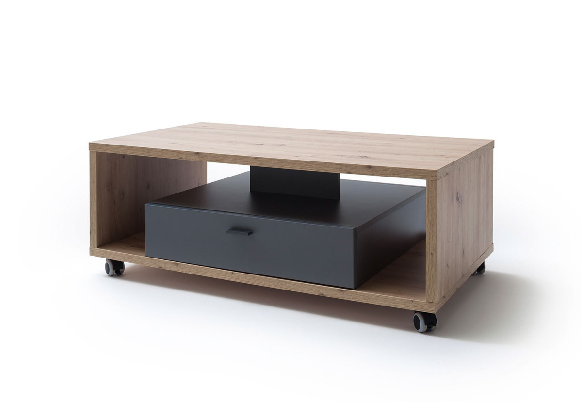 Table basse sur roulettes avec rangement